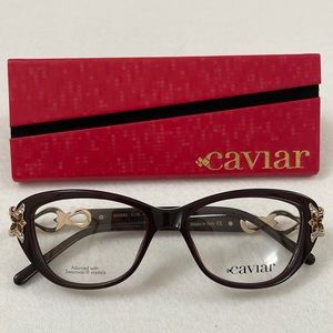 NWT Caviar Glasses with Swarovski Crystals